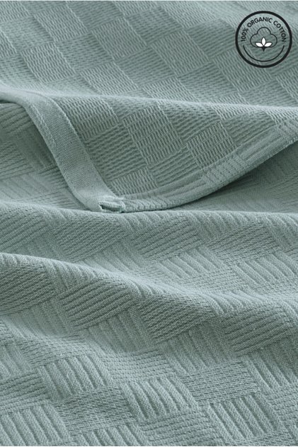Pike Single 100% Cotton Small Checkerboard Patterned Bedspread Hotel Type Luxury Pike White
