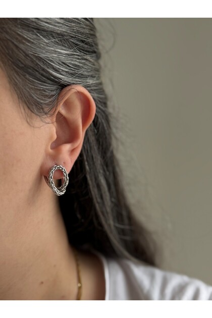 Steel Silver Design Engraved Calera Earrings - Does Not Tarnish -
