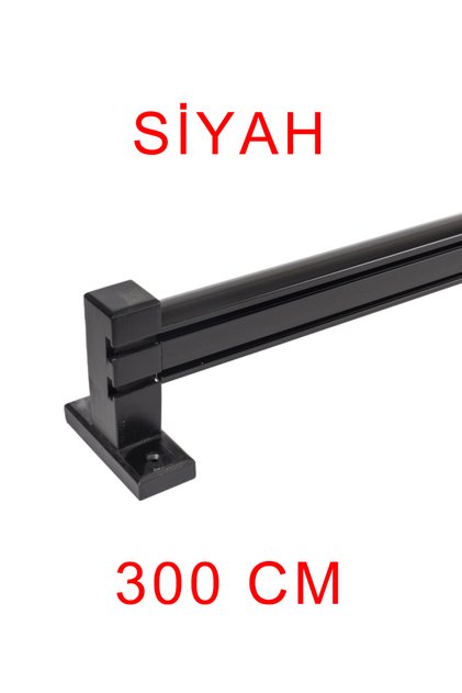 Roma Ahşap Başlıklı 2 Kanallı Alüminyum Dekoratif Ray Korniş Modern Rustik Siyah- 300 cm