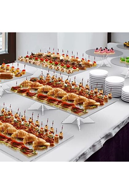 Acrylic Display Stand, Buffet Serving Tray Riser for Cupcakes, Pastries, Appetizers (24"x16")