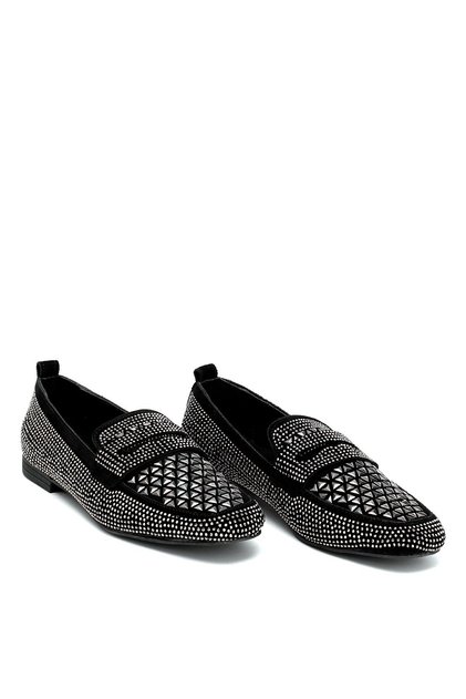 Elit Liora Women's Genuine Leather Trock Ballerinas Black