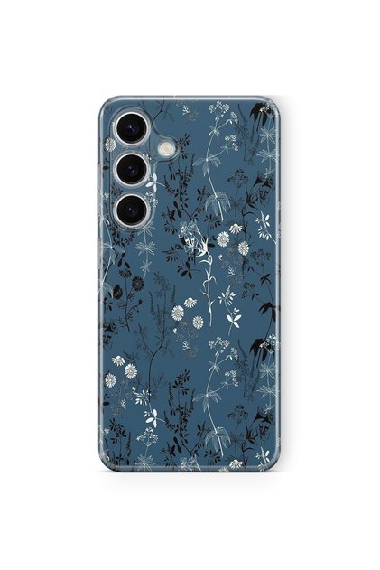 Samsung Galaxy S25 Uyumlu Çiçek Kolaj Tasarım Baskılı Şeffaf Kılıf