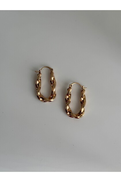 Çelik Rose Gold Burma U Form Elmore Küpe -kararma yapmaz-