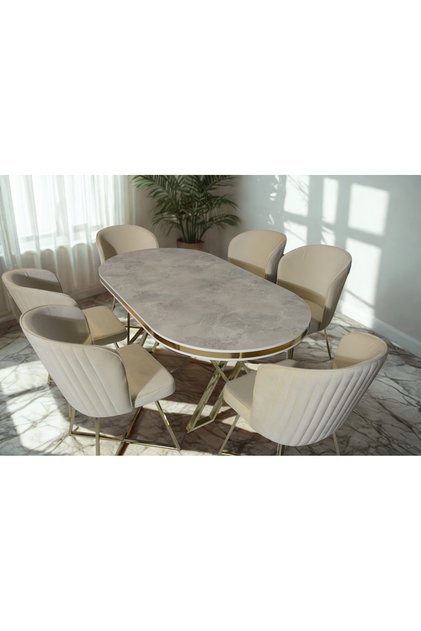 SALON VE MUTFAK YEMEK MASASI TAKIMI 90X170 ( MASA VE 6 SANDALYE )