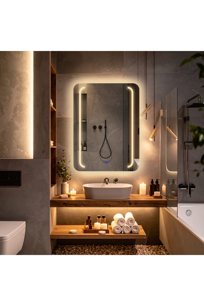 RectaVision Günışığı Led'li Kumlamalı Lavabo & Banyo Aynası (Dokunmatik Sensörlü)