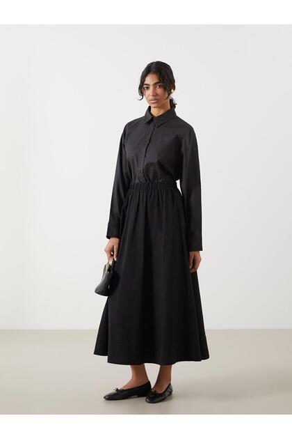 Elastic Waist Poplin Women's Flared Skirt (S5)
