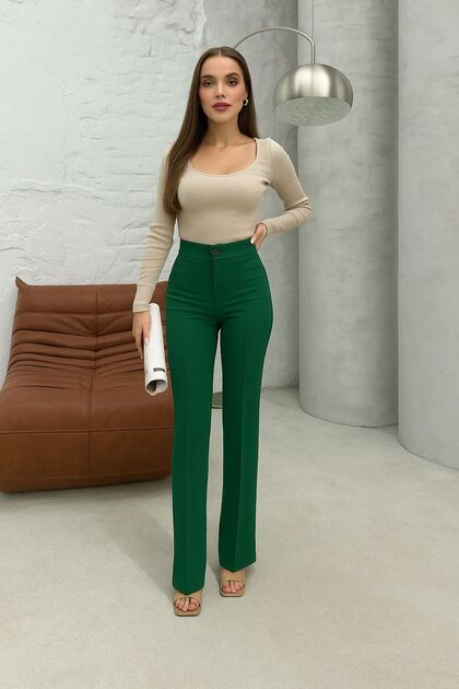 Düğmeli Kumaş Pantolon