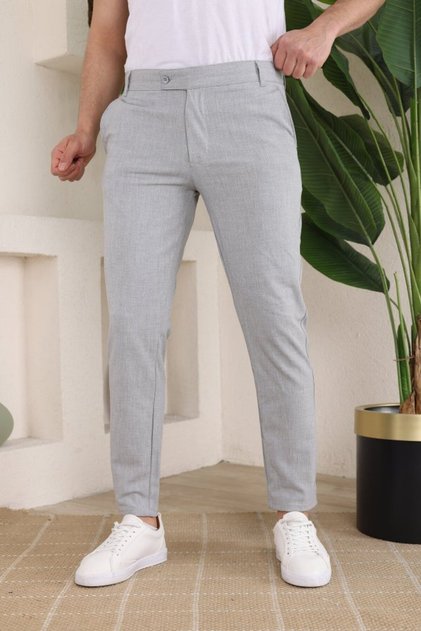 Men's Slim Fit Lycra Ankle Length Fabric Trousers
