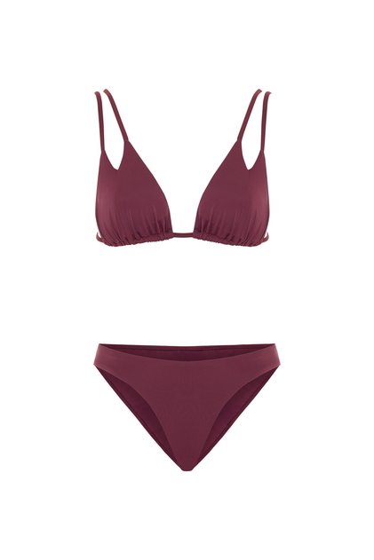 Bordo LENORE Bralet Üçgen Bikini Takım