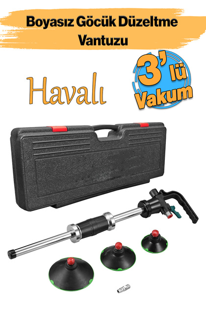 Havalı Boyasız Kaporta Araç Göçük Düzeltme Aparatı Vantuz 1/4" 3 Çeşit Pnömatik Vakum 75-100-125 Mm