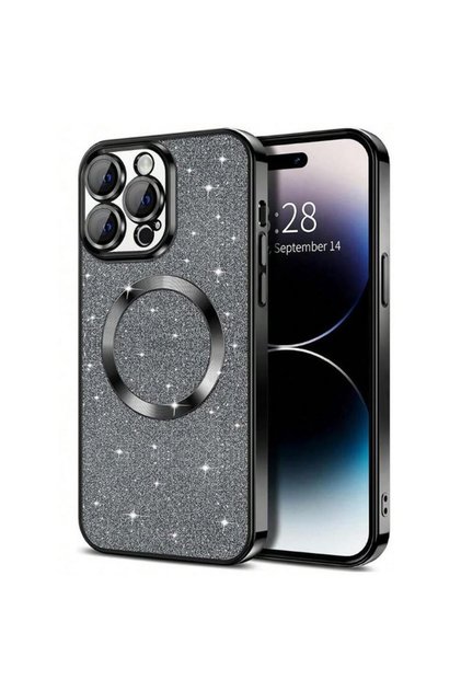 Carcasă Magsafe Glitter Guard, pentru iPhone 15 Pro Max, rezistentă la șocuri, cu sclipici și silicon, neagră
