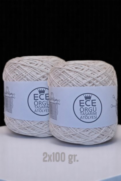 Cream Colored, Multi-Layered, Twisted, Bamboo Cotton Hand Knitting Rope (200 Gr.)