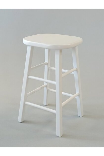 Ahşap Bar Taburesi 60cm Beyaz Renk (35cmx35cm)