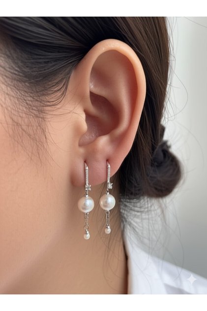 İncili Sallantılı Küpe