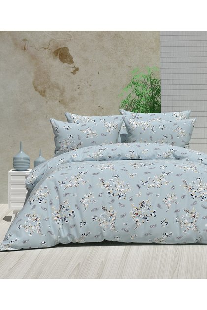 Double Blue Ethnic Duvet Cover Set (with Elastic Sheets)