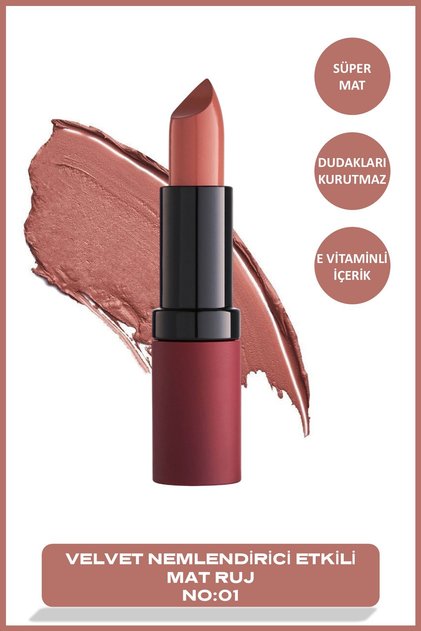 Velvet Matte Lipstick - 01 - Kadife Dokulu Mat Ruj