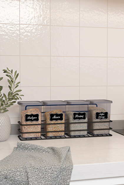 Dekula Yapışkan Raflı 4lü 1200ml Saklama Kabı Seti Etiket Hediyeli