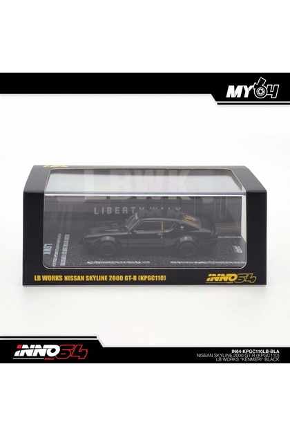 Inno 1/64 Nissan Skyline 2000 GT-R (KPGC110) LB Works "Kenmeri" أسود