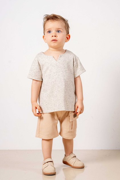 Baby Kids Beige Cotton 2-Piece Set First I Trend Fashion Bottom Top Set