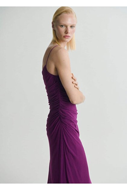 MANGO Asymmetrical Dress with Side Gathers- Trendyol MANGO Asymmetrical Dress with Side Gathers- Trendyol