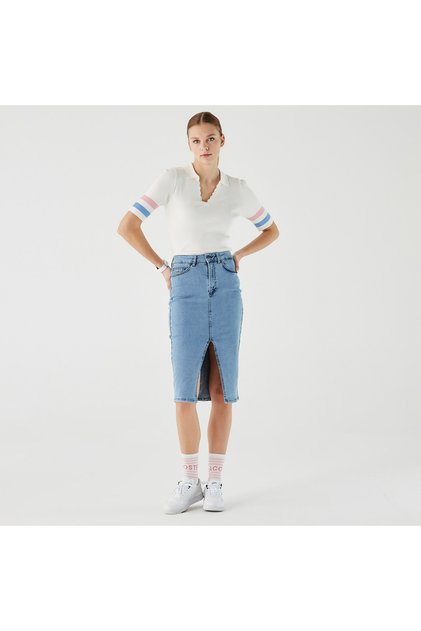 Kadın Slim Fit Mavi Denim Etek