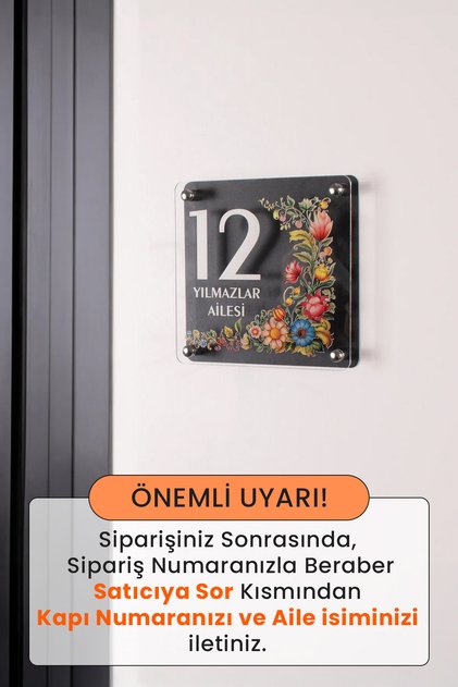 Kişiye Özel Zarif Çiçekli Kapı İsimliği