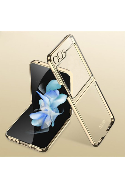 Carcasă Luxury Frame, Husă rigidă, Rezistentă la șocuri, Compatibilă cu Samsung Galaxy Z Flip 6/Flip 7 FE, Auriu