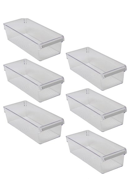 6-Piece Refrigerator Organizer Set for Inside the Cabinet Storage Containers 360*150*100 mm - Transparent