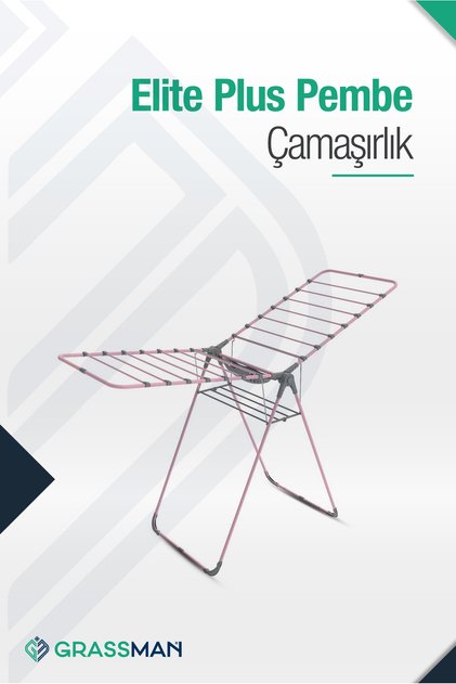 ELİTE PLUS Pembe Mandal Sepetli Kalın Borulu Ekstra Sağlam Renkli Çamaşır Kurutmalığı