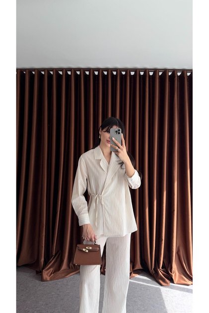 Double Breasted Collar Shirt-Pants Set