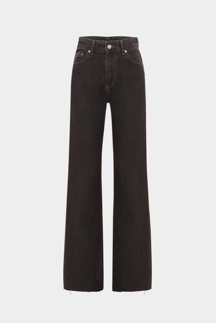 High Waist Wide Leg Kar Yıkama Geniş Paça Dikişsiz Jean