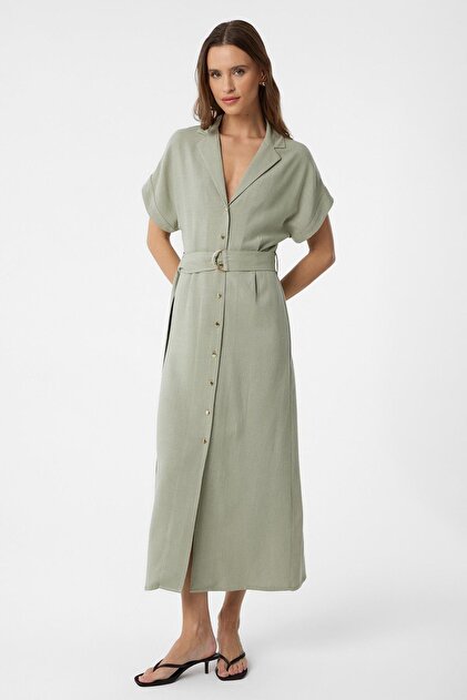 chinese dress ladies Khaki Linen Long Sleeve Autumn Women Shift Linen Dresses S90921 –  SimpleLinenLife main image 0