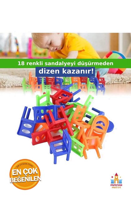 Eğitici Denge Oyunu: Chair Stack Sandalye İle Denge Becerisi Geliştirme Oyuncağı