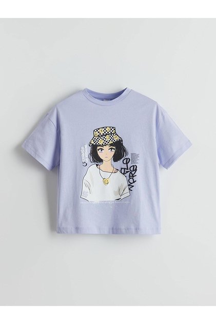 Lcw Kids Crew Neck Anime Printed Girls' T-Shirt (S5)