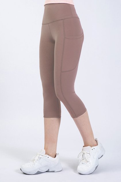 Snc Women's Mink Pocket High Waist Tightener, Capri Yoga Leggings 19"
