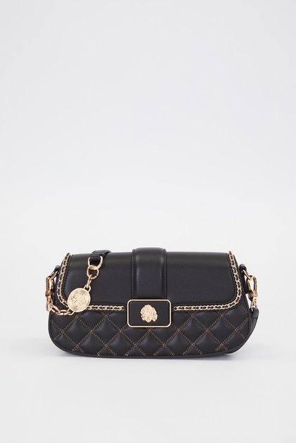 Black Buckle Detail Shoulder Bag