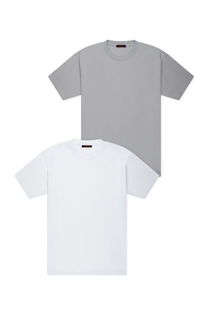Men's 2-Pack Slim Fit Slim Fit Crew Neck Basic Gray White T-Shirts