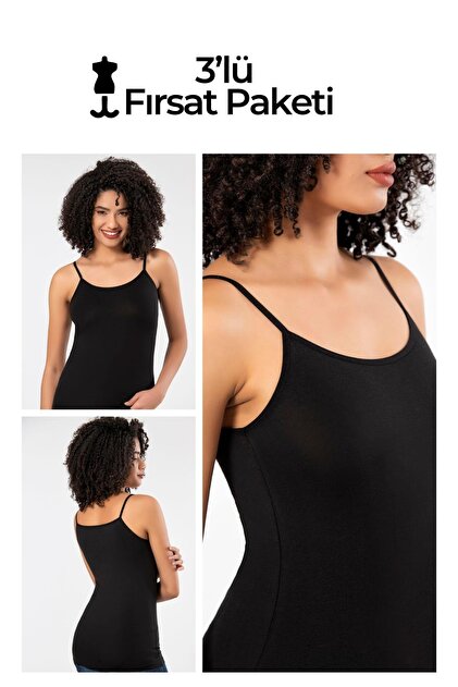 Weweus 3-Piece Black Super Thin Natural Bamboo Rope Hanging Tank Top 2310