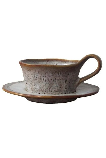Ceramic Cup with Light Brown Dots and Elegant Design for Hot Drinks