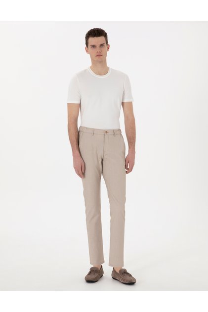 Mink Slim Fit Seersucker Canvas Trousers 50308099 -Vr052