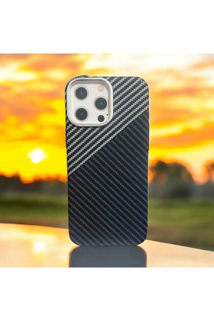 Apple iPhone 16 Pro Compatible Lux Carbon Fiber Magsafe Metal Case Ultra Light Thin Magnetic Cover.