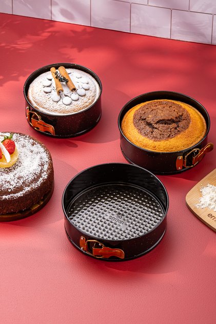 Circle 3'lü Kek Kalıbı Seti 16-18-20 Cm Kelepçeli