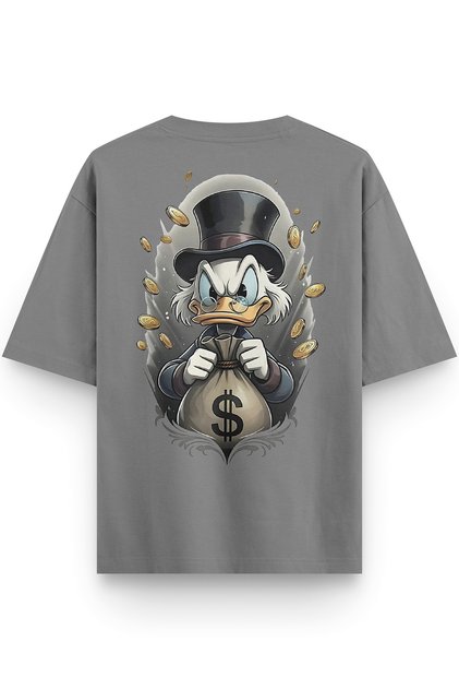 Varyemez Uncle Yarı Oversized Sırt Printed Gray T-Shirt 1380