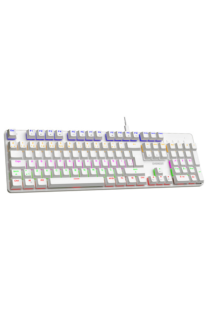Everest KB-MK1 Lumos Beyaz USB Rainbow Aydınlatmalı Blue Switch
