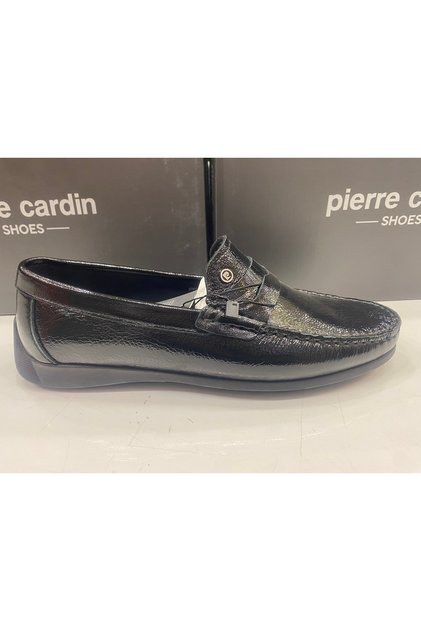 Men's Black Wrinkled Patent Leather Loafer