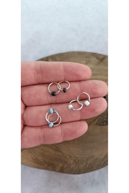 Yuvarlak Halkalı Küpe 3 Çift Gümüş Küçük Minik Boy Küpesi KUPE-552