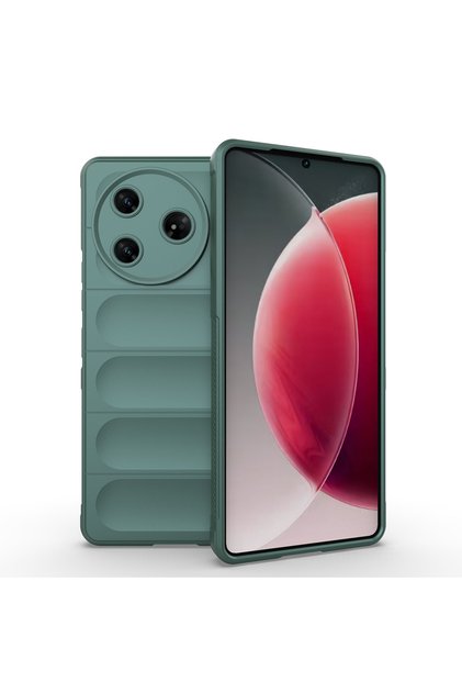 Sys Ethnic Silicone Cover for Tecno Spark 30 Pro Case Flexible Tpu with Hollowed Back Surface Design - Dark Green