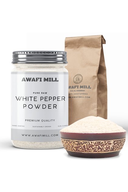 White Pepper Powder | Fine Ground White Pepper - Bottle of 100 gram / 3.5 Oz
