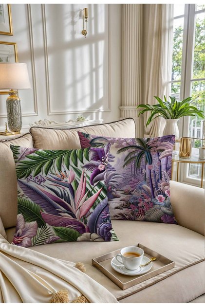 Double Sided Printed Set of 2 Suede Throw Pillow Covers - Nocturne