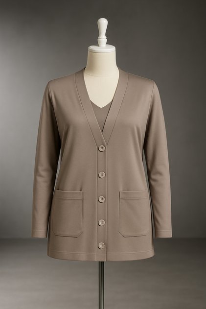 Women's Mother Thin Combed Cotton Seasonal Short Model Pocket Buttoned Front Jacket Short Cardigan